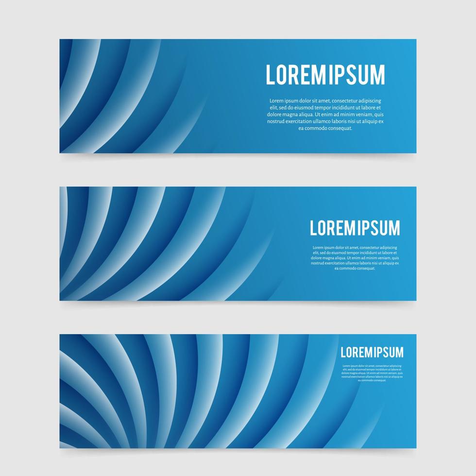 Abstract wavy background. Set of 3 horizontal website banner layouts. Modern technology concept. vector