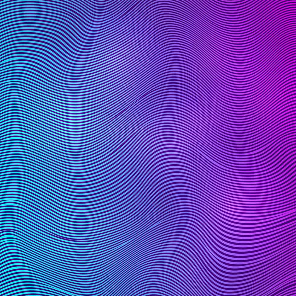 Abstract neon background. Retro 1980 style bright wavy background. Synthwave sci-fi backdrop. Easy to edit template for your design. Vector illustration.