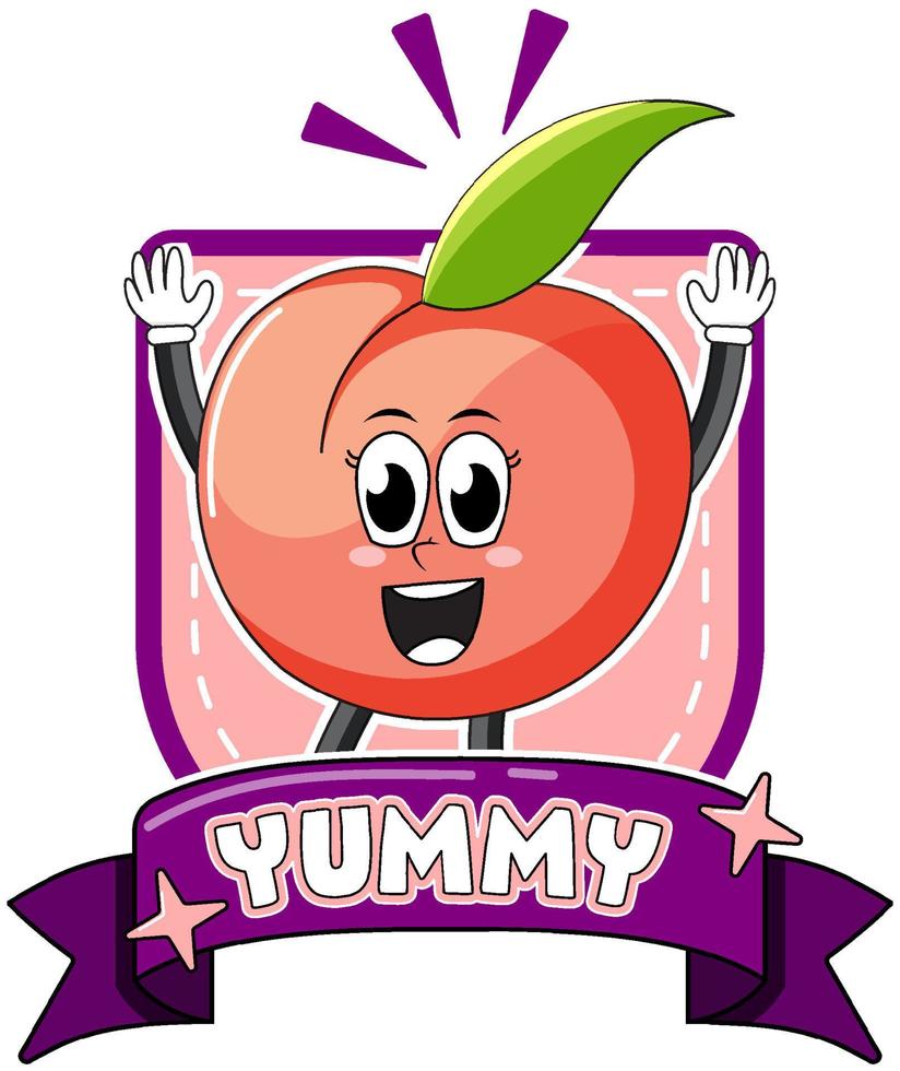 Funny peach cartoon character vector