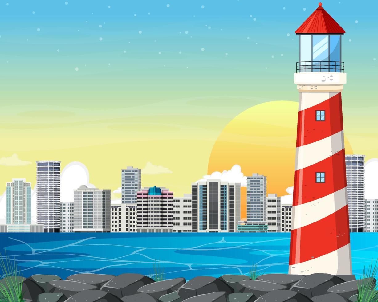 Lighthouse on the coast vector