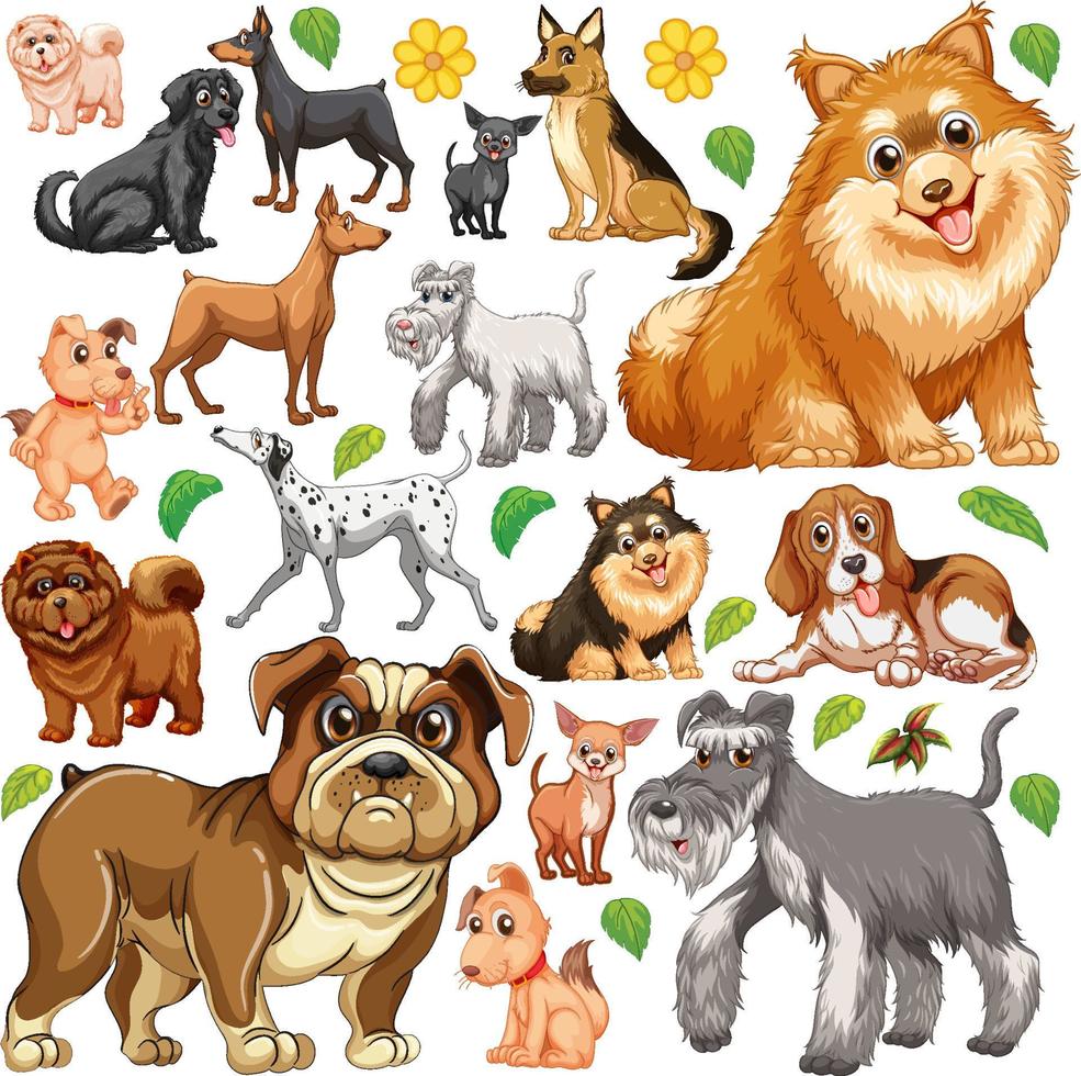 lindos animales establecidos sobre fondo blanco vector