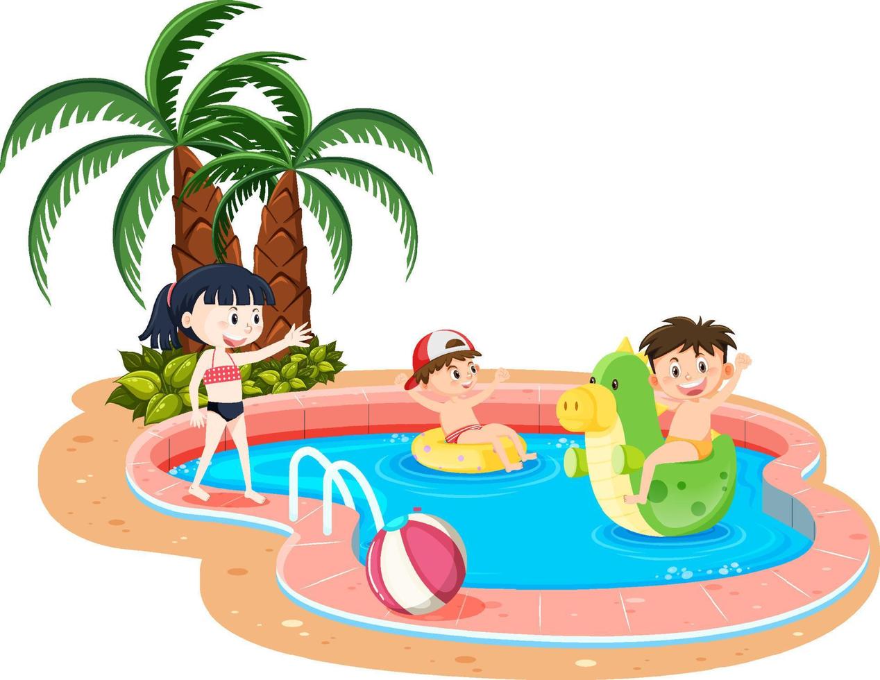 Children at swimming pool vector