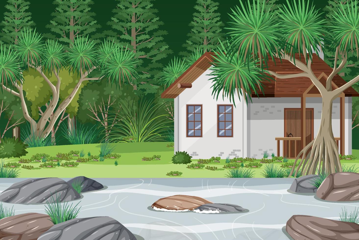 A house in the forest background vector