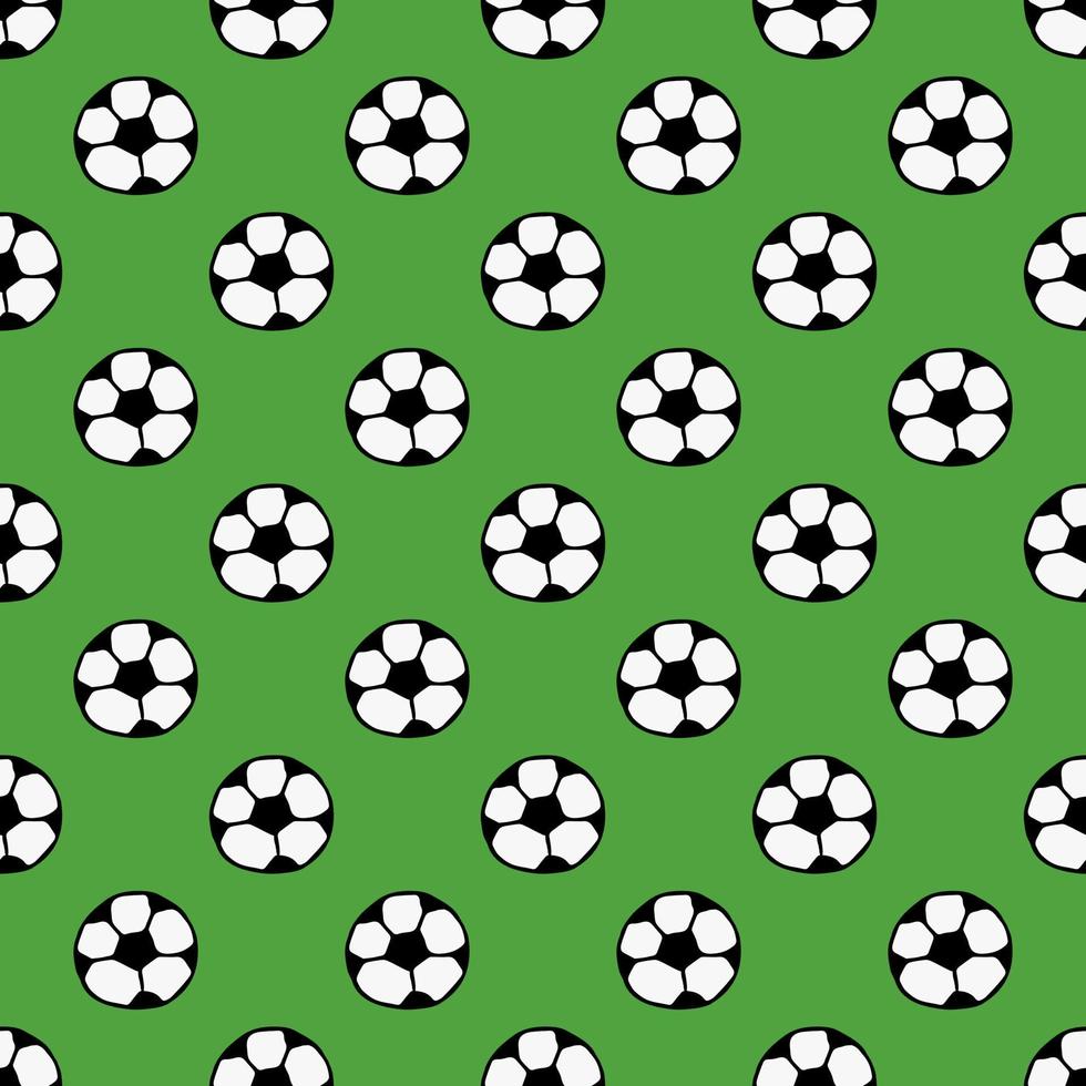 Seamless pattern with soccer ball. Doodle vector illustration with football ball. Colored football background