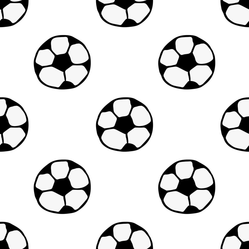 Seamless pattern with soccer ball. Doodle vector illustration with football ball. Colored football background