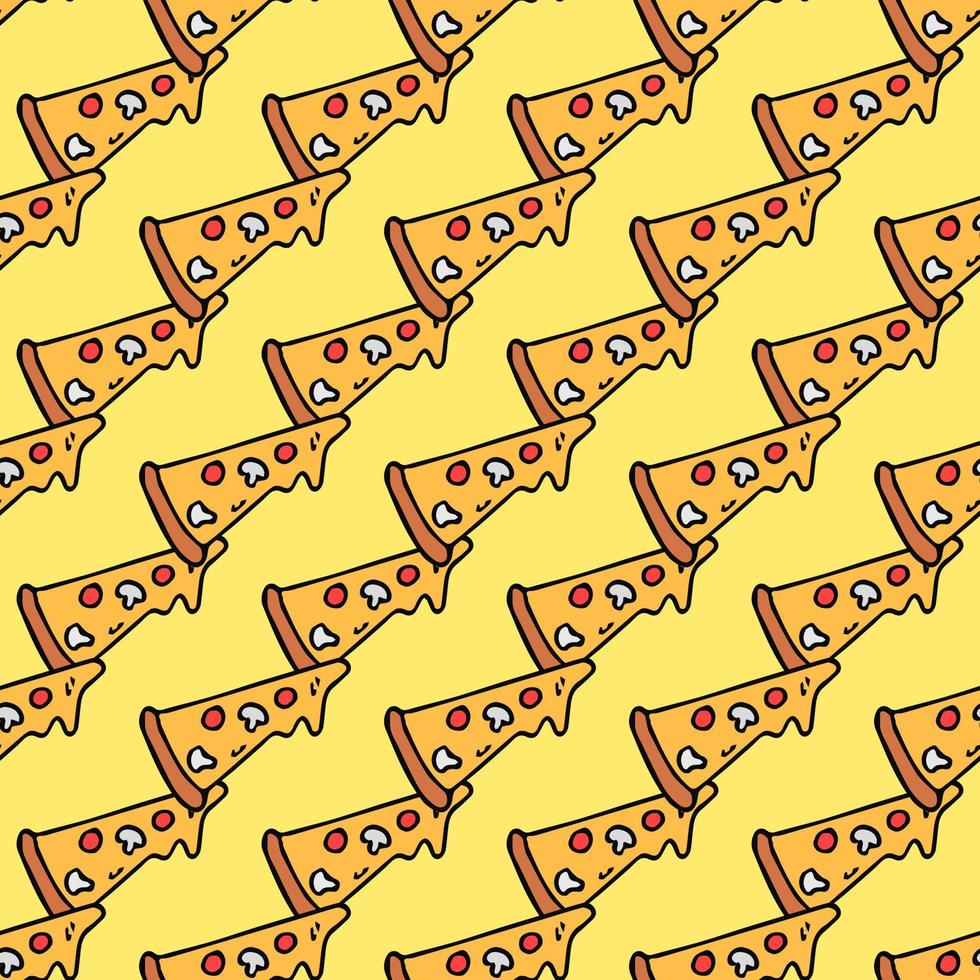 patrón de pizza sin costuras. fondo de pizza de colores. garabato, vector, pizza, ilustración vector