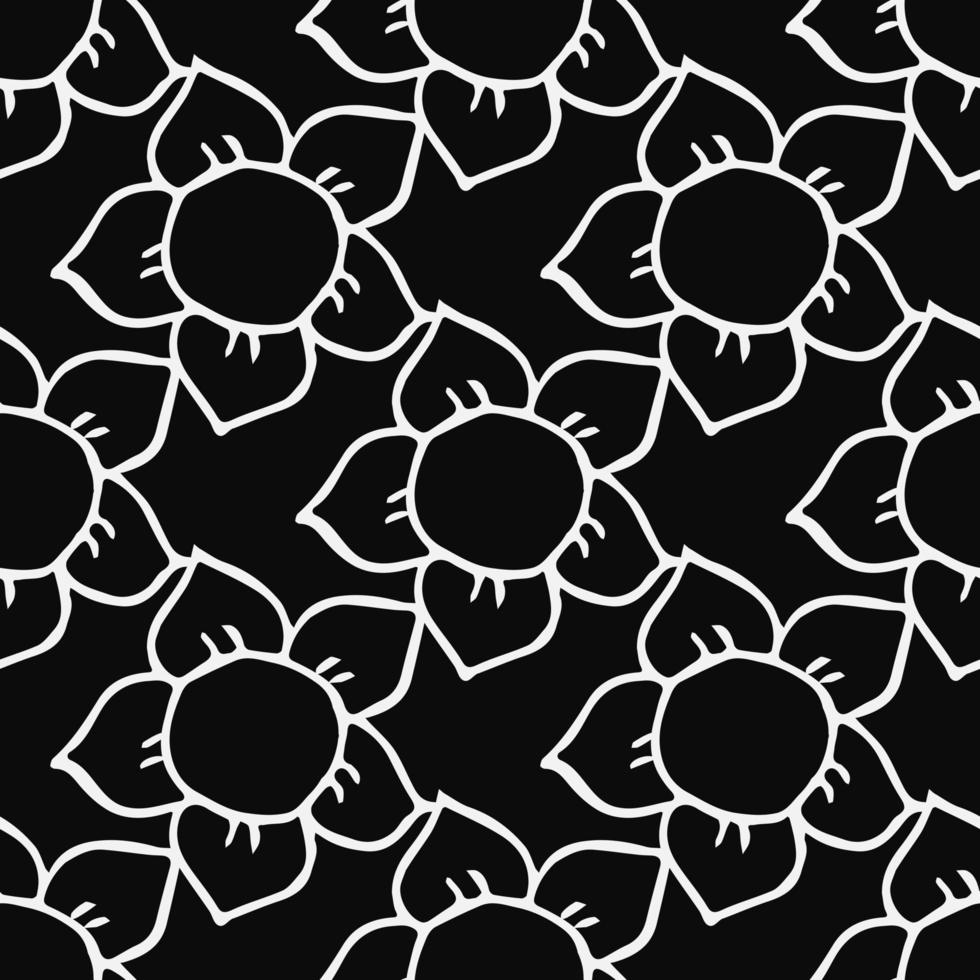 Seamless floral vector pattern. Doodle vector with floral pattern on black background. Vintage floral pattern, sweet elements background for your project, menu, cafe shop