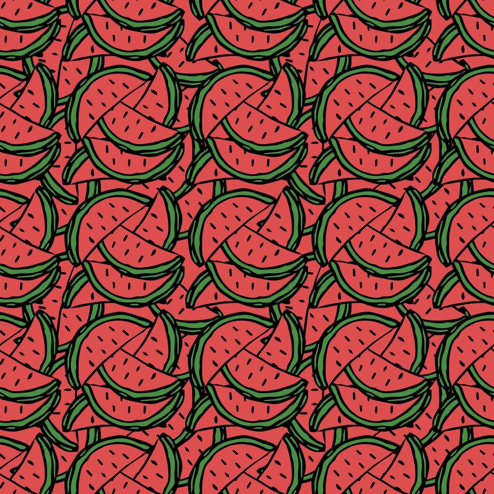 seamless watermelon pattern. vector doodle illustration with watermelon. pattern with red watermelon
