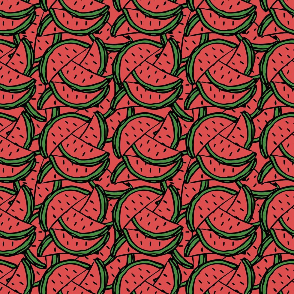 seamless watermelon pattern. vector doodle illustration with watermelon. pattern with red watermelon