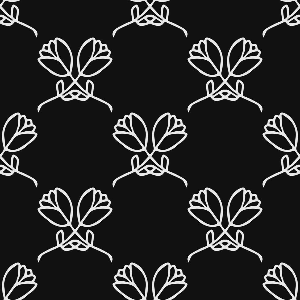 Seamless floral vector pattern. Doodle vector with floral pattern on black background. Vintage floral pattern, sweet elements background for your project, menu, cafe shop