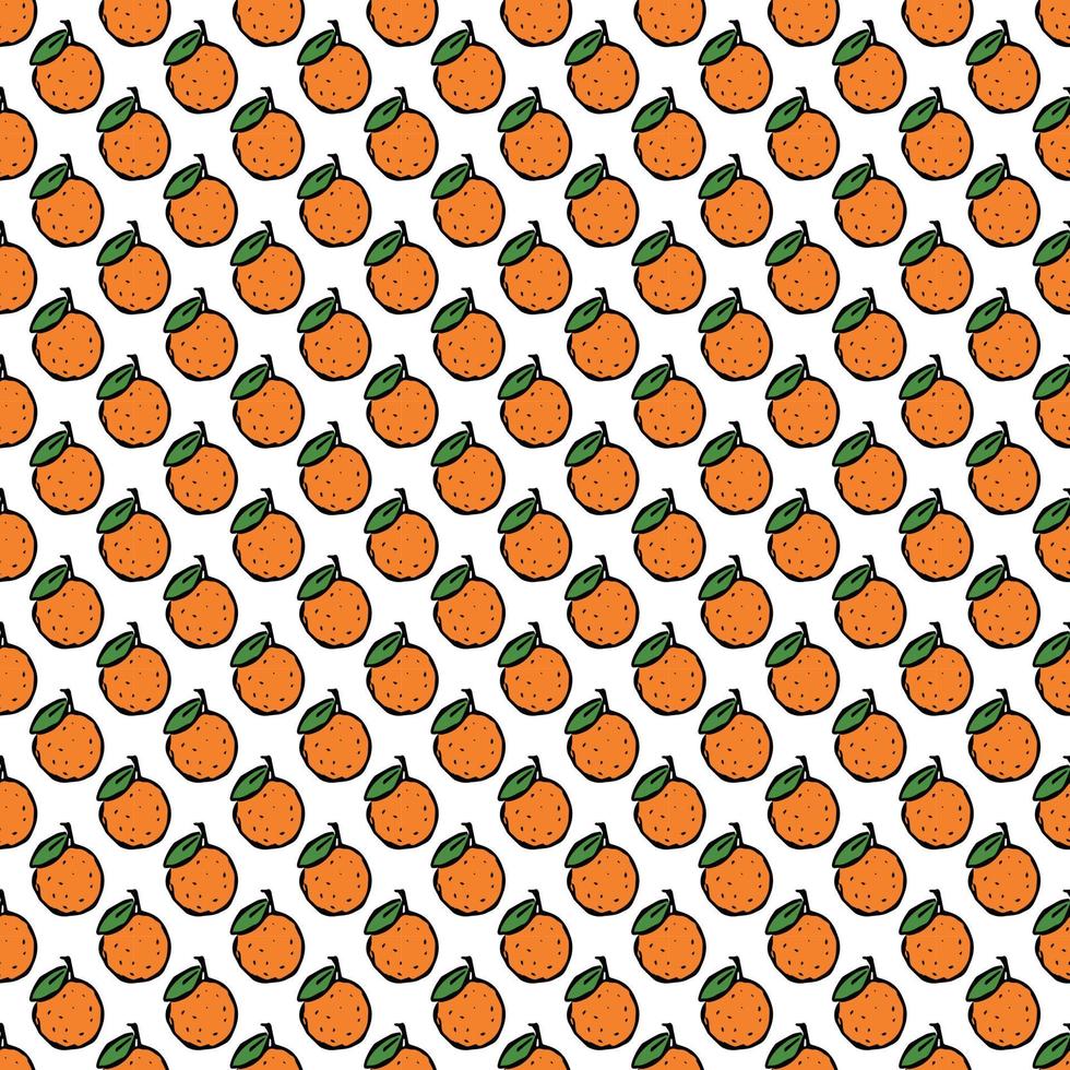 patrón sin costuras con iconos naranjas. fondo de color naranja. garabato, vector, ilustración, con, frutas vector