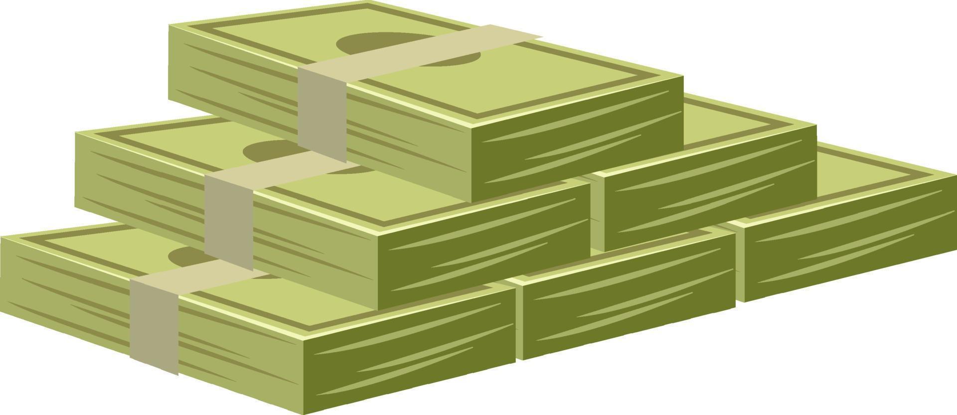 pila de billetes de dinero en estilo de dibujos animados vector