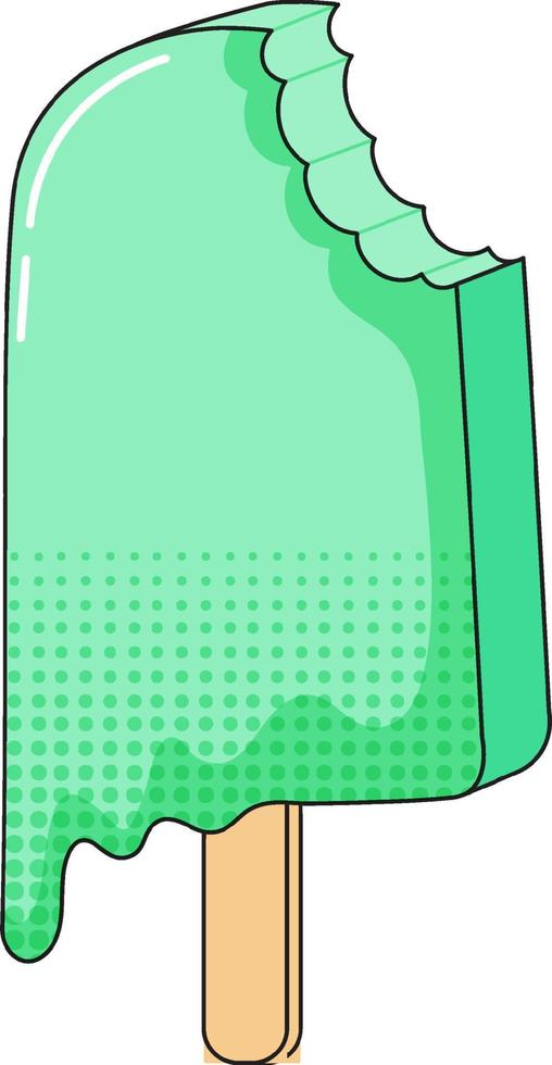 Green popsicle melting on stick vector