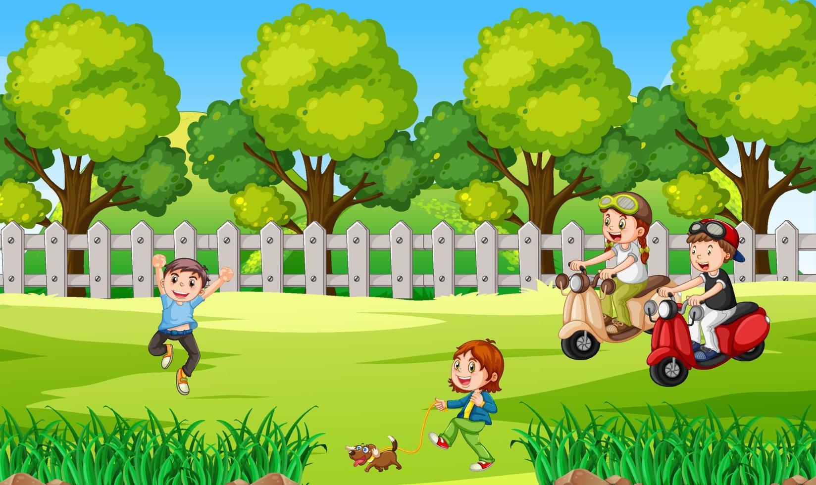 Children playing outdoor park vector