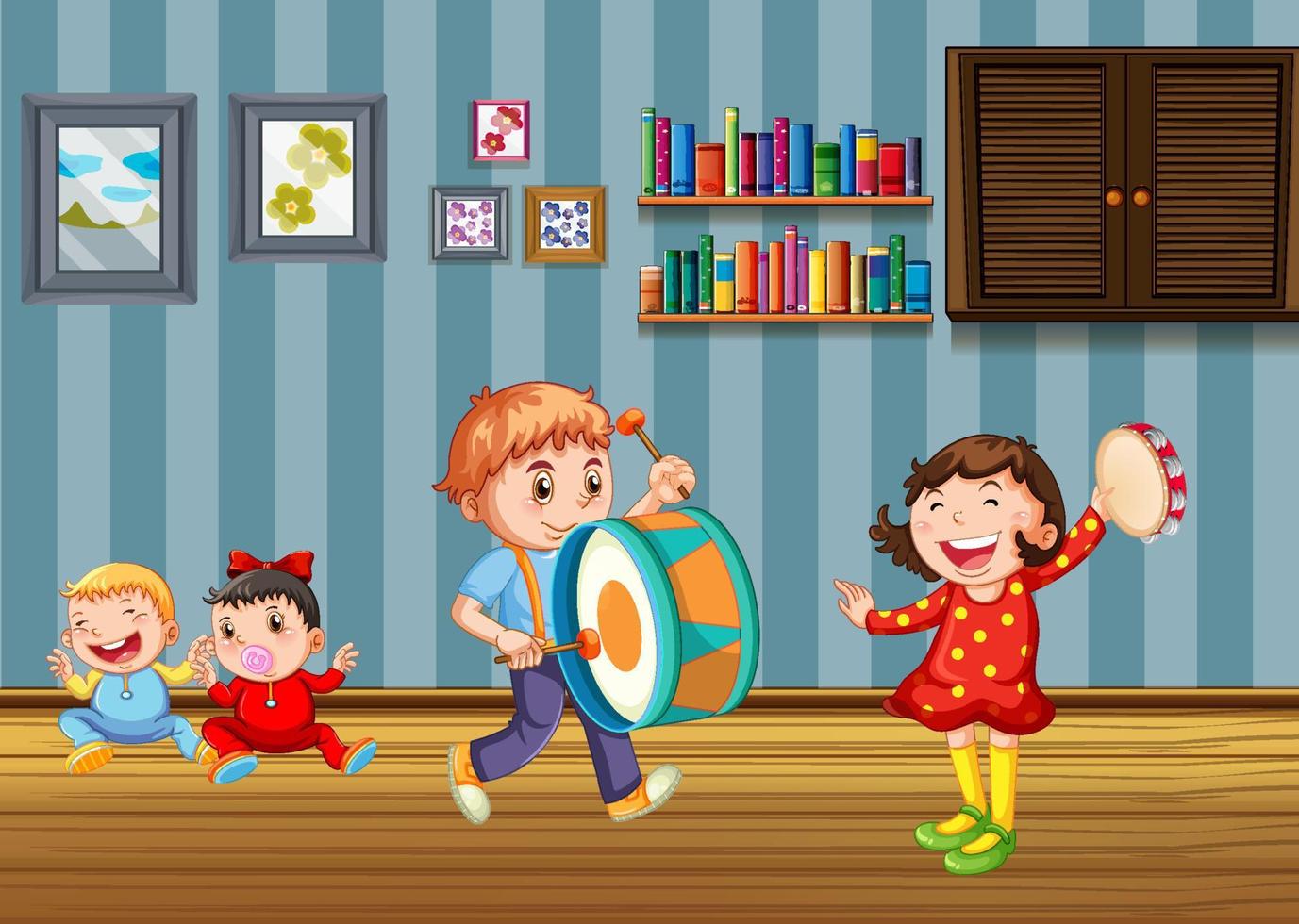 Kids having in the room vector