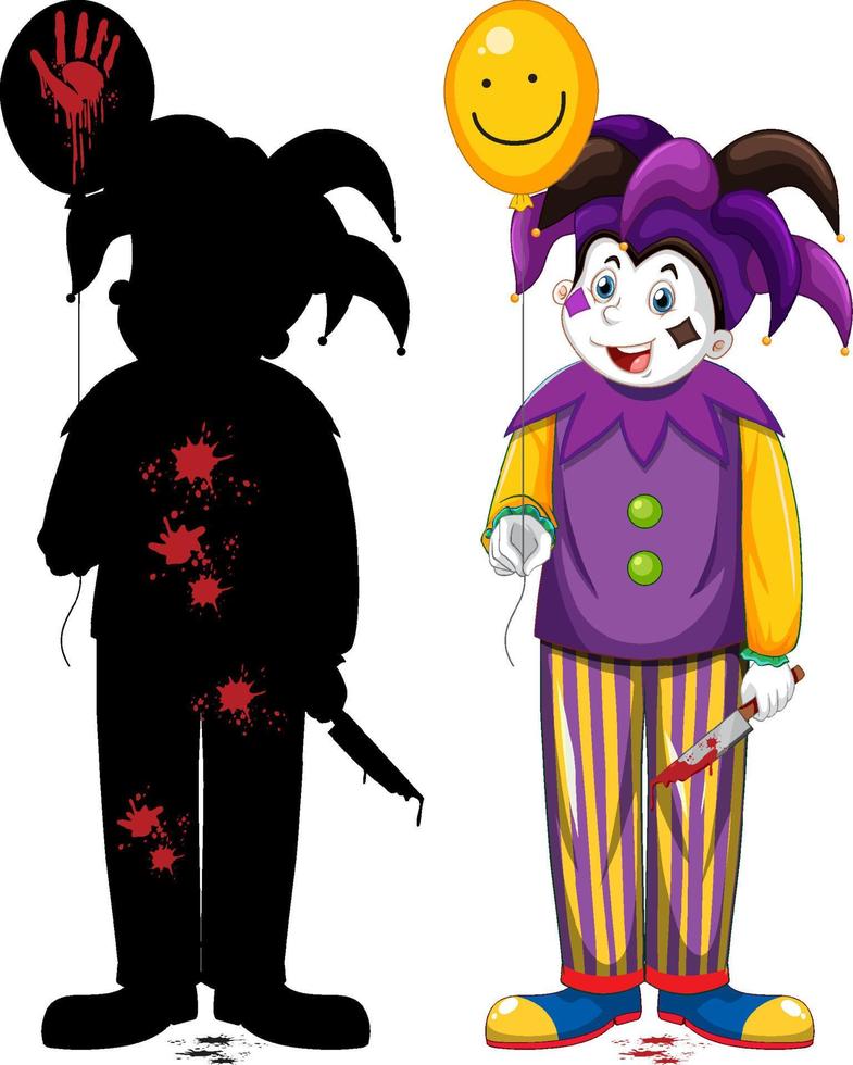 Set of scary clown on white background vector