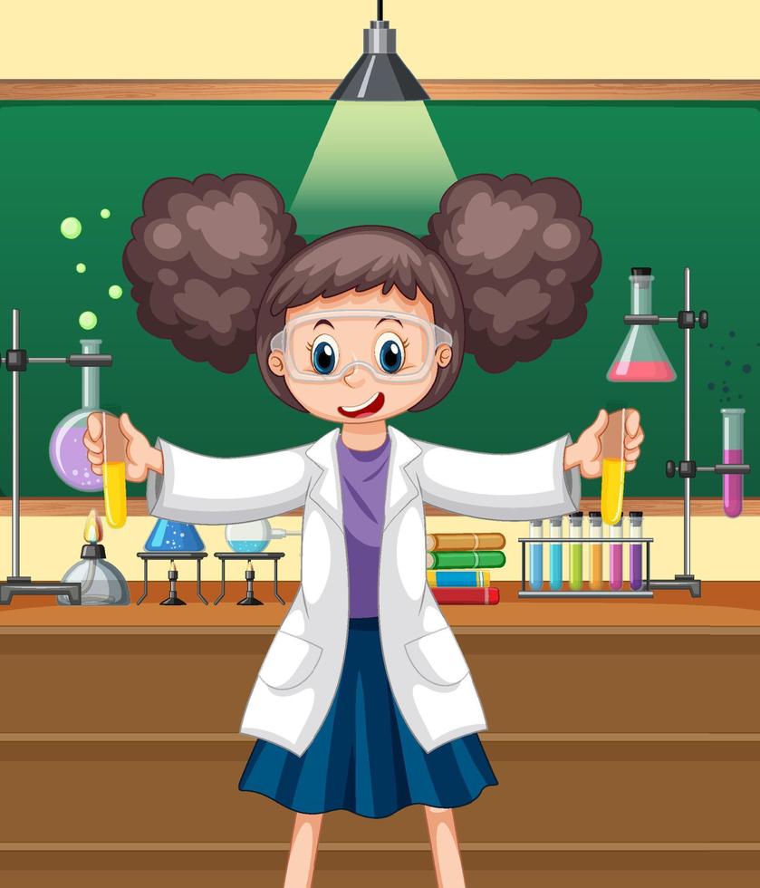 Laboratory scene with scientist cartoon character 7699504 Vector Art at  Vecteezy