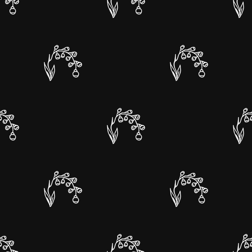Seamless floral vector pattern. Doodle vector with floral ornament on black background. Vintage floral decor, sweet elements background for your project, menu, cafe shop