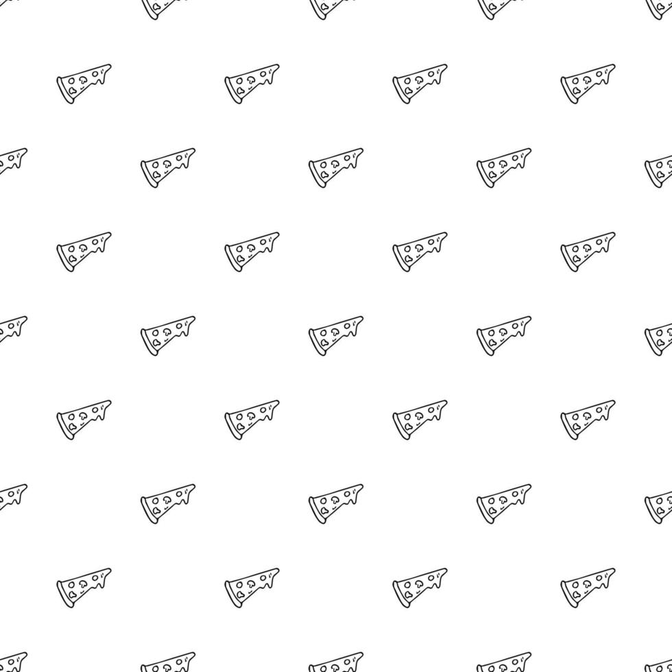 Seamless pizza pattern. Black and white pizza background. Doodle vector pizza illustration. Fast food vector pattern