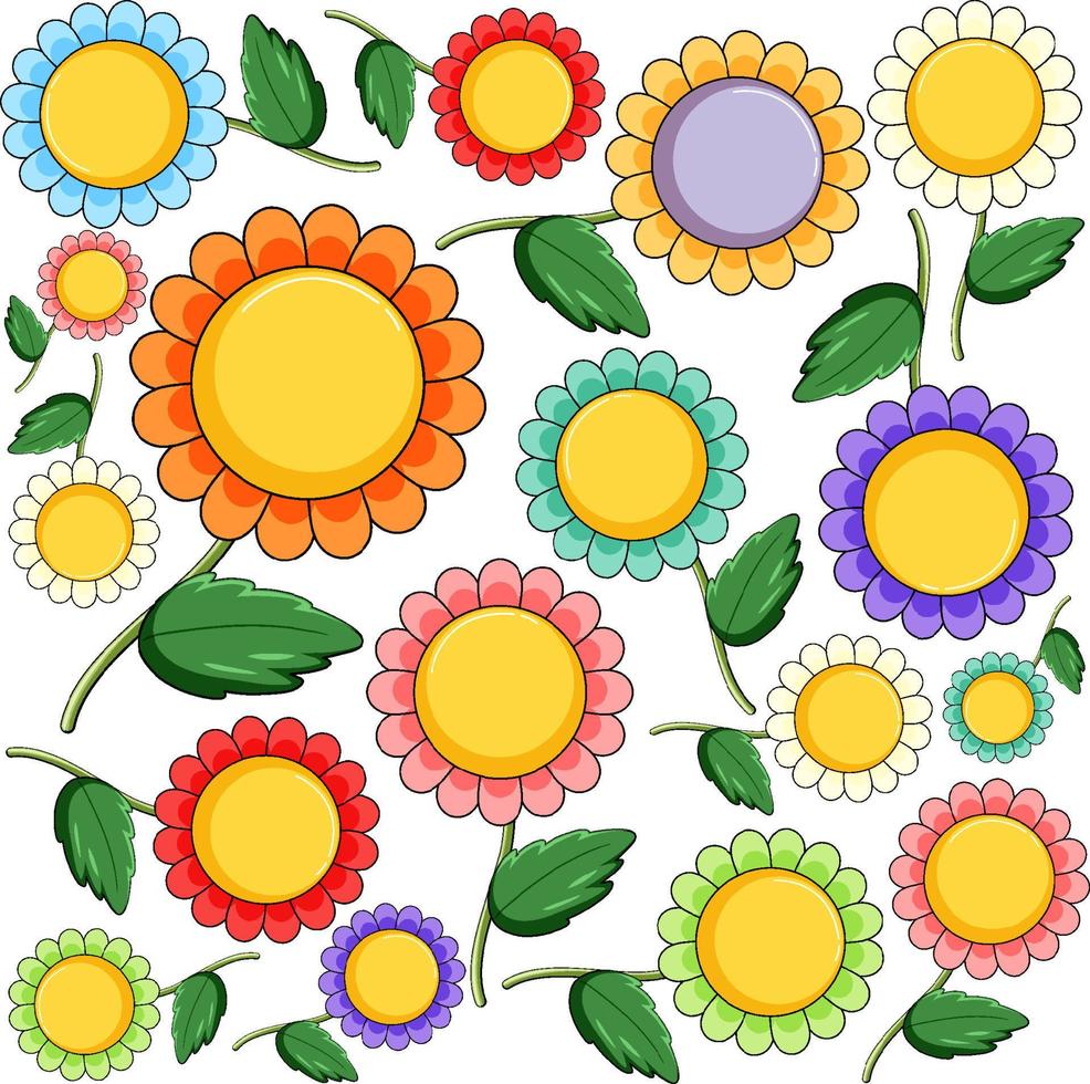 flores de colores sobre fondo blanco vector