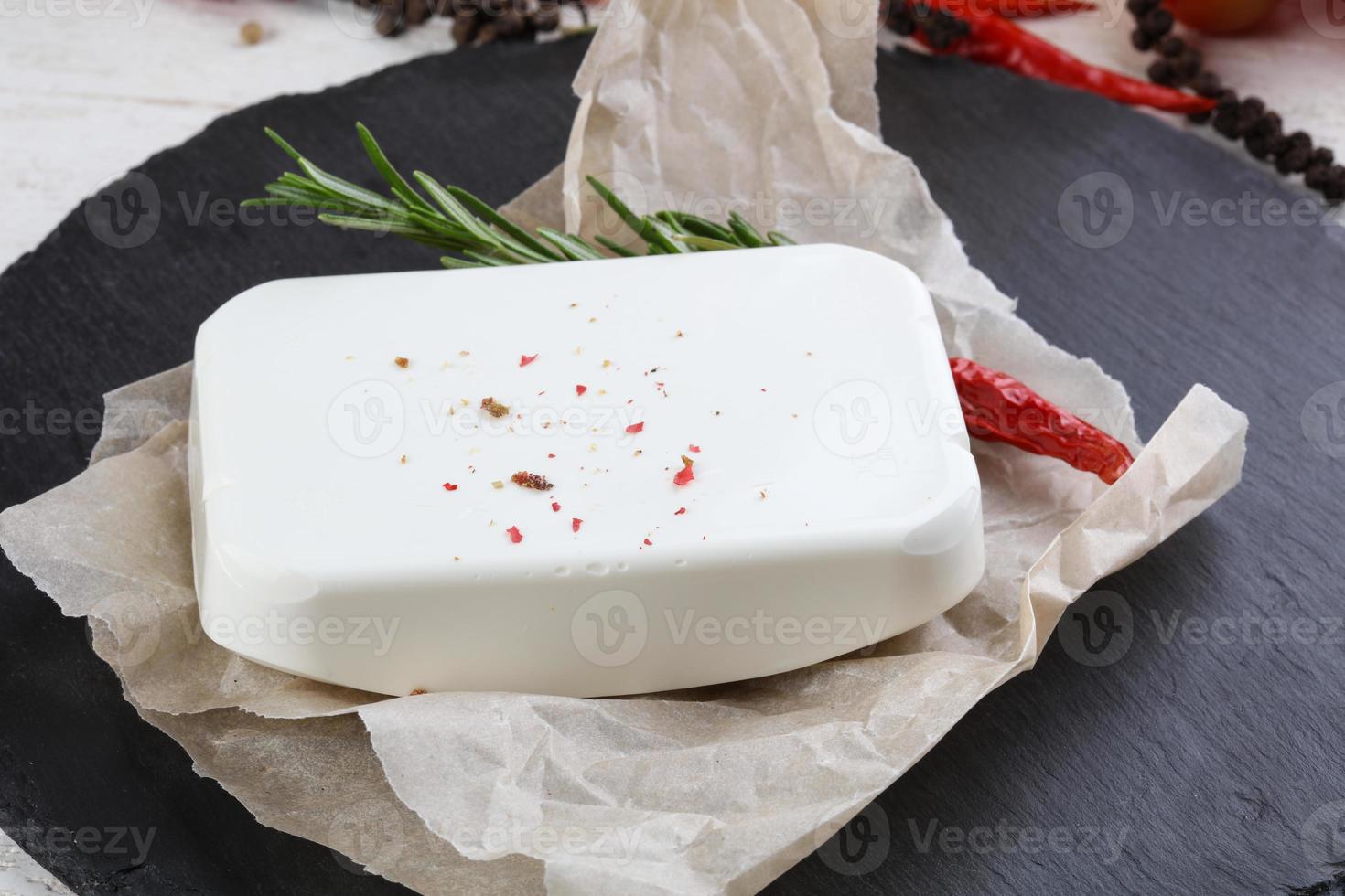 Feta cheese on slate photo