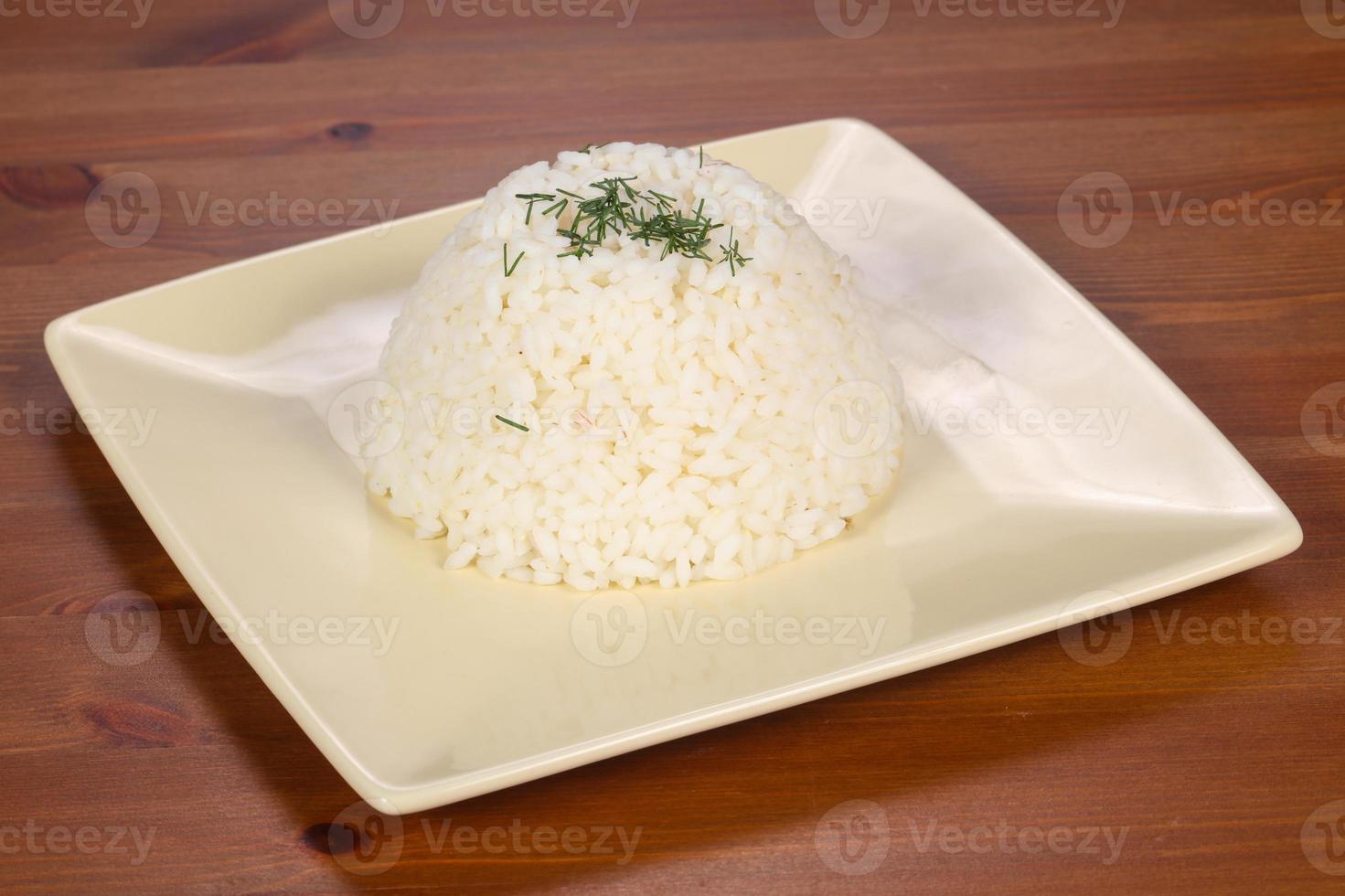 Steamed rice in the plate photo