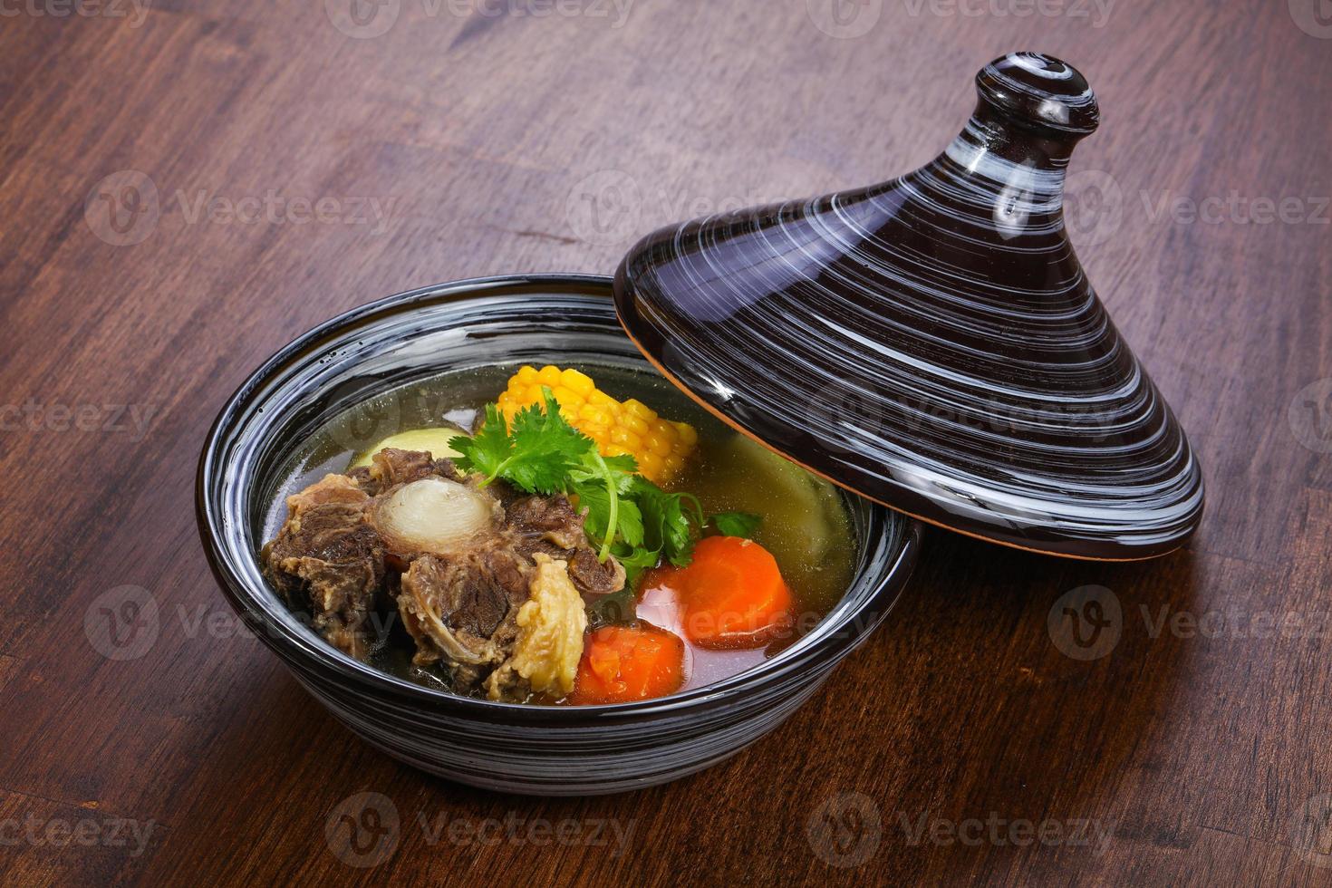 Soup with beef and corn photo