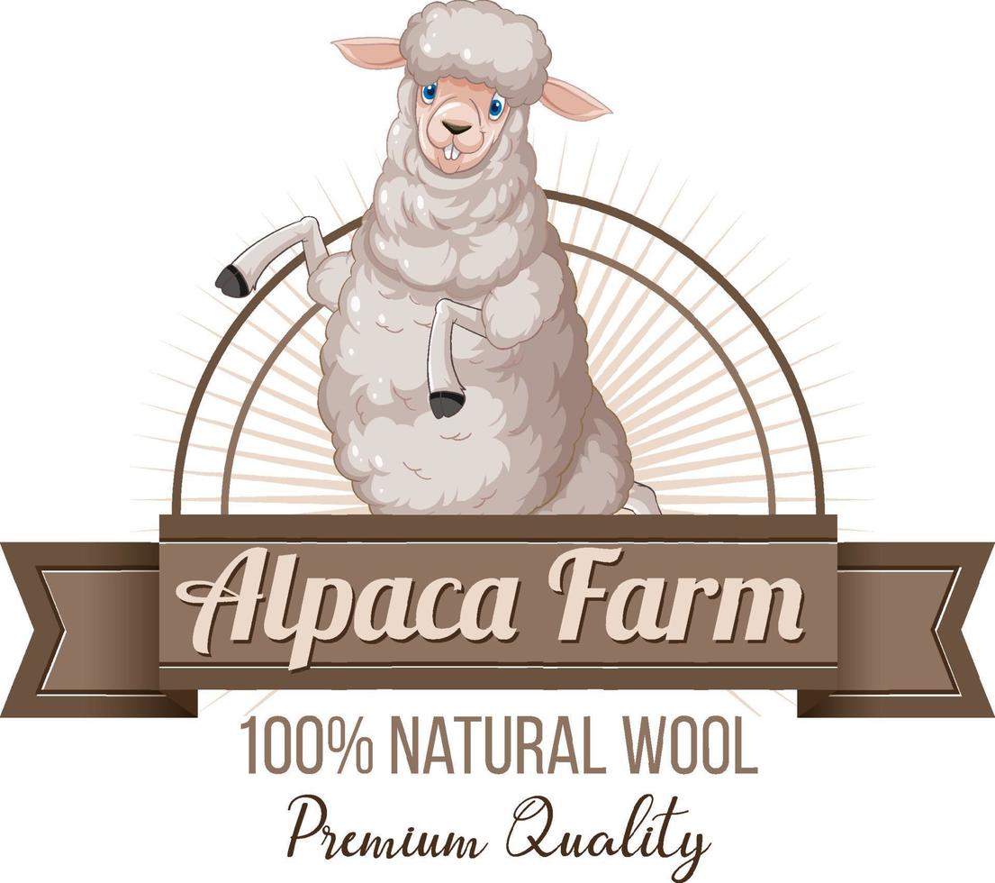 logotipo de granja de alpaca para productos de lana vector