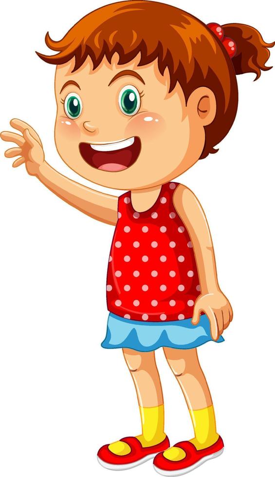 Cute girl wearing red shirt cartoon character vector