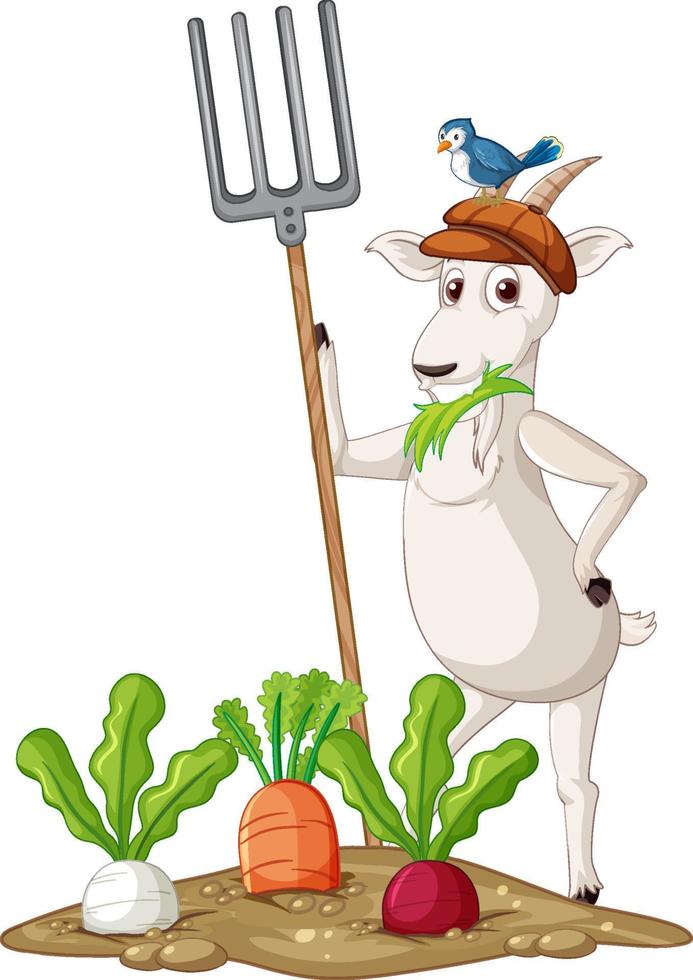 A goat standing on two legs and holding rake vector
