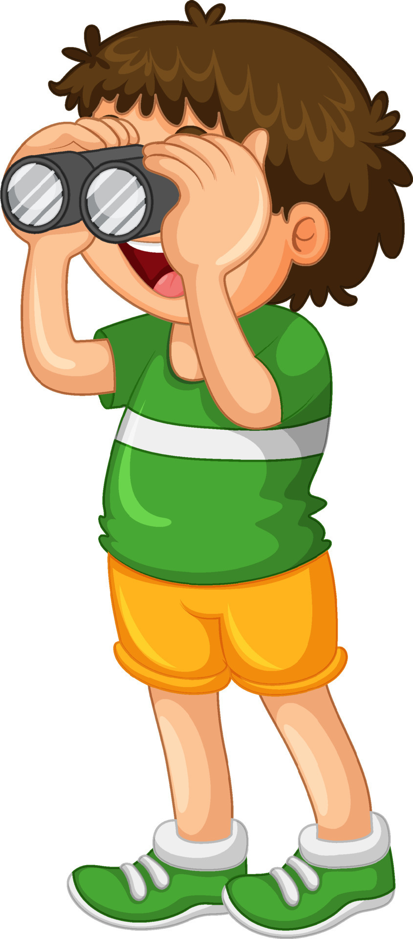 Boy look through binoculars on white background 7700350 Vector Art at