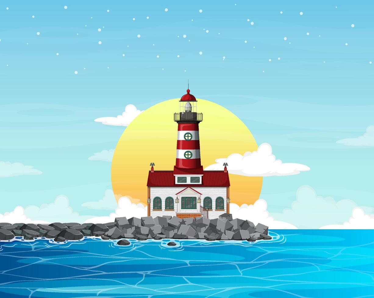 Lighthouse on the coast scene vector