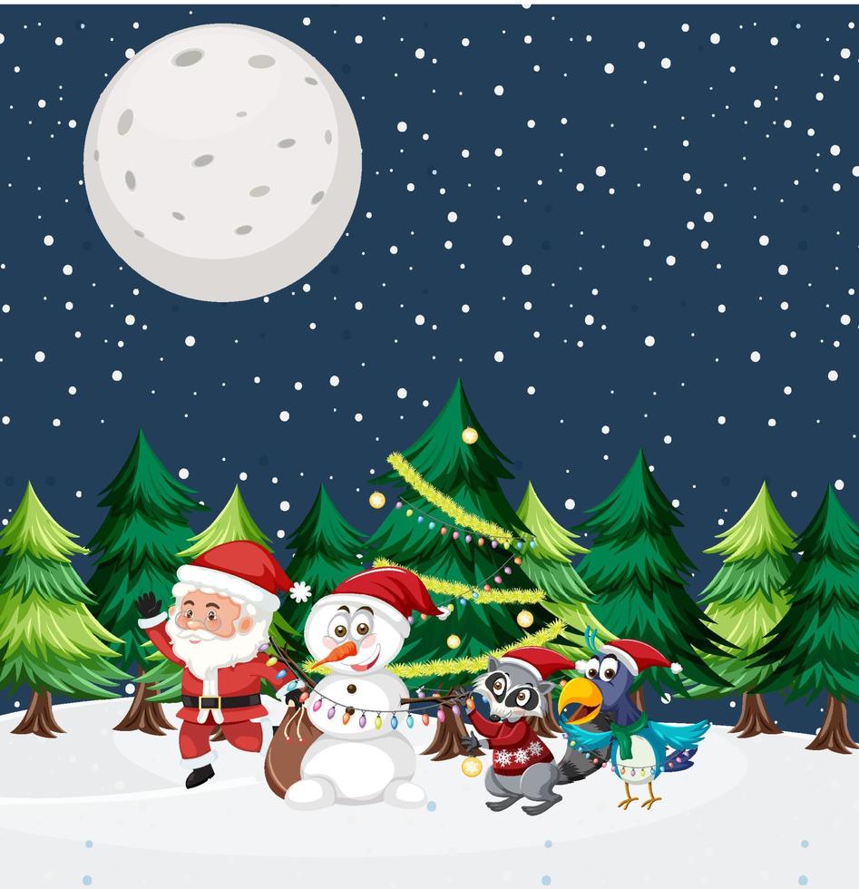 Christmas theme with Santa and snowman vector