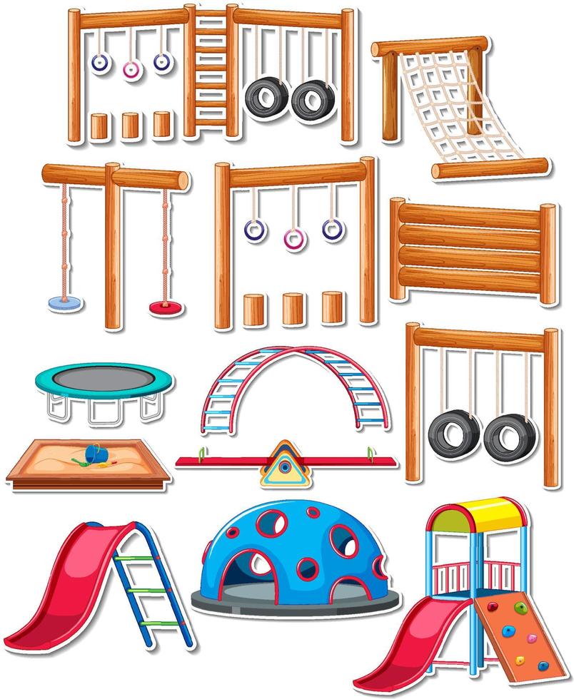 Sticker pack of playground objects vector