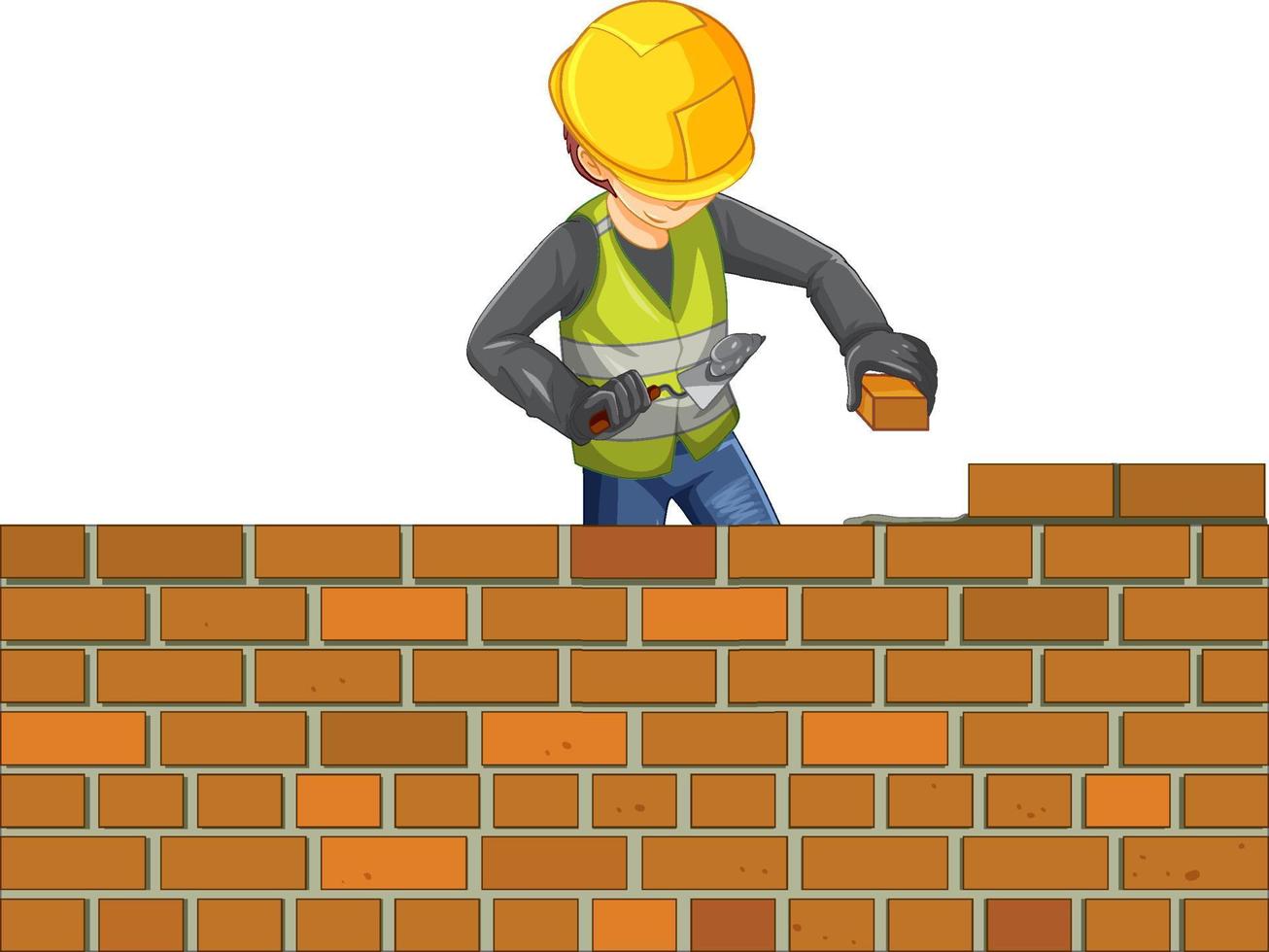 Construction worker cartoon character vector