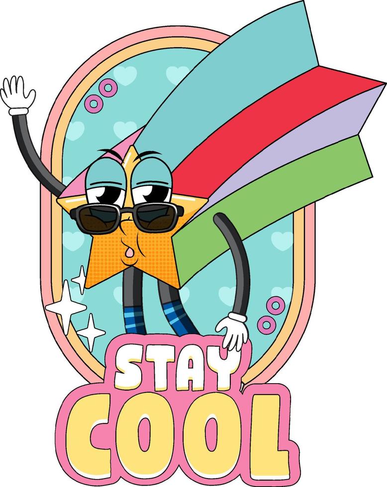 Shooting star cartoon with word expression retro style vector