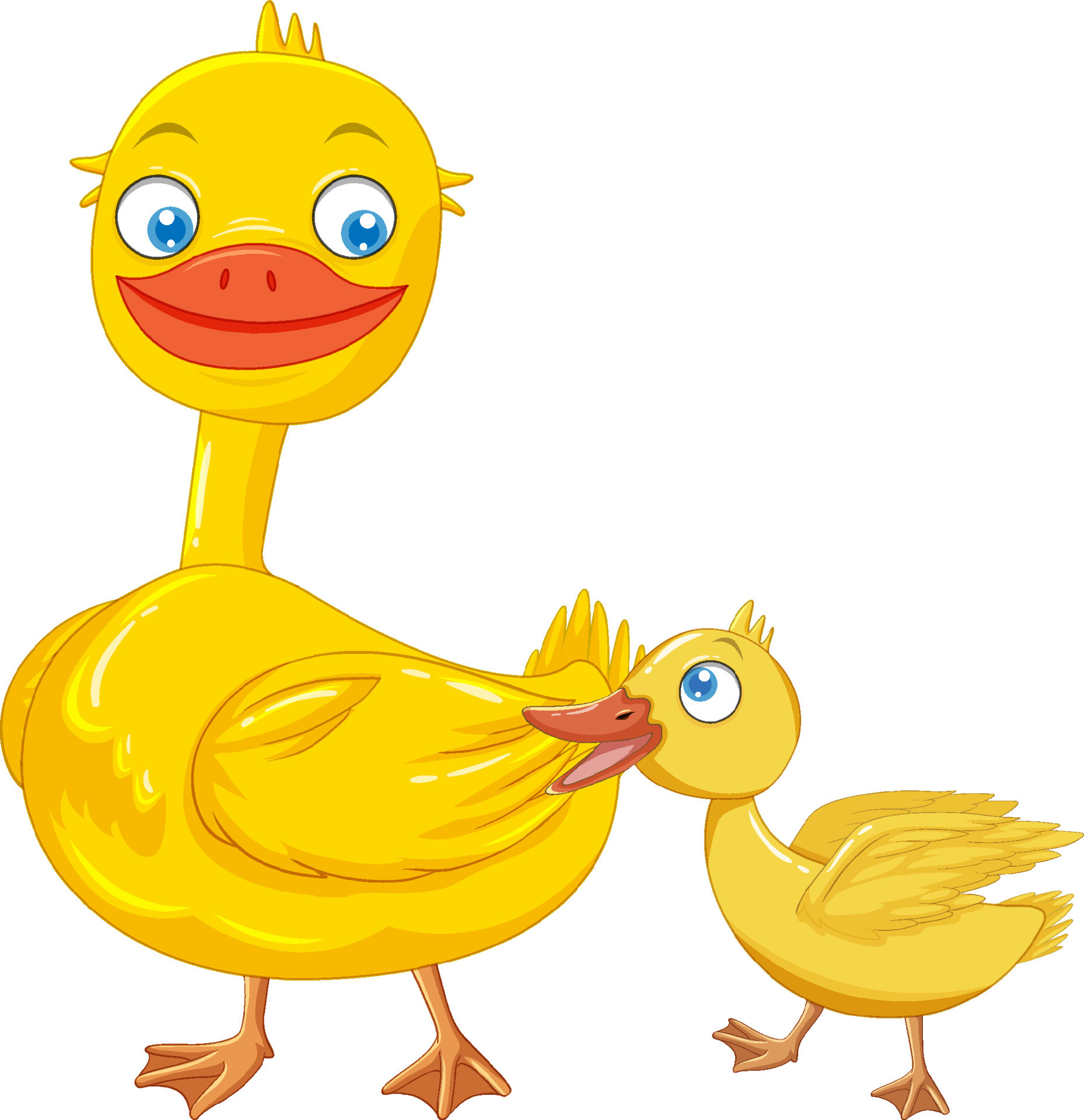 Mother duck and duckling on white background 7700433 Vector Art at Vecteezy