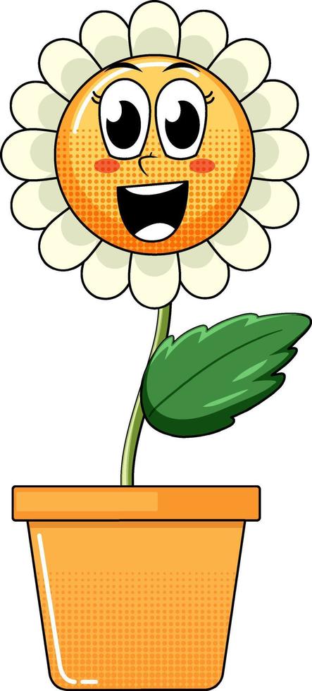 A flower cartoon character on white background vector