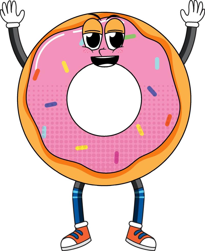 Donut cartoon character on white background vector