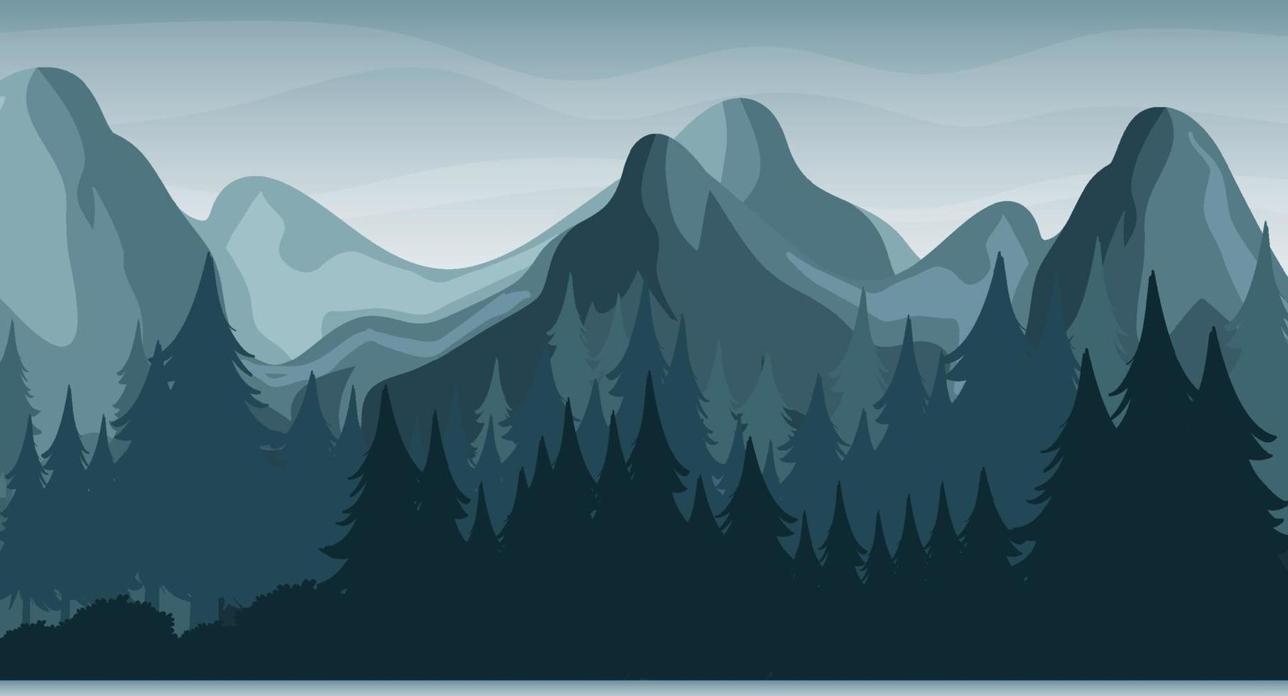 silueta, sombra, de, bosque, escena vector