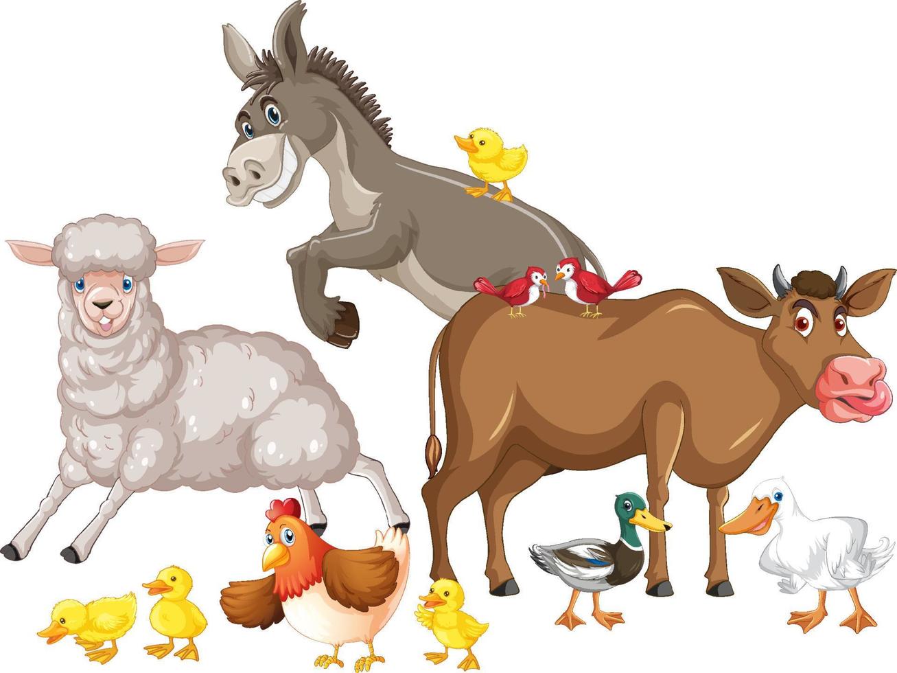 animales de granja sobre fondo blanco vector