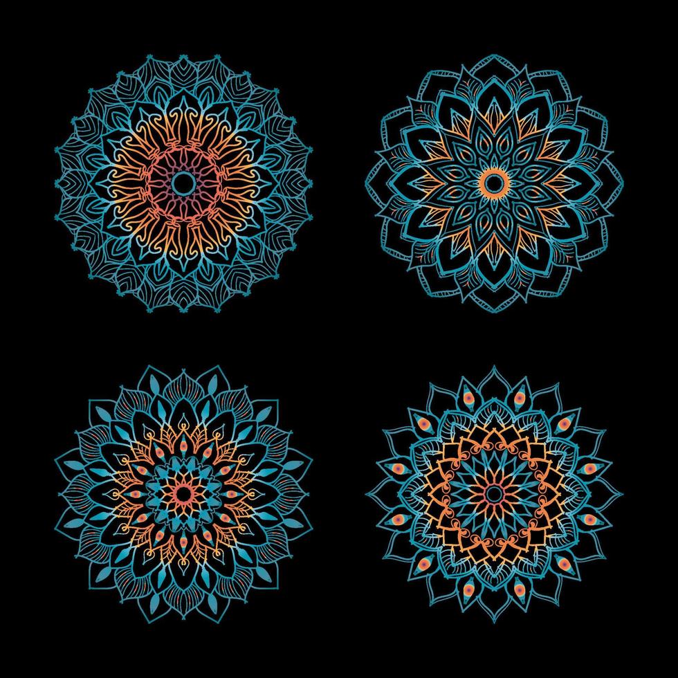 colecciones patrón circular en forma de mandala para henna, mehndi, tatuajes. página del libro para colorear. vector