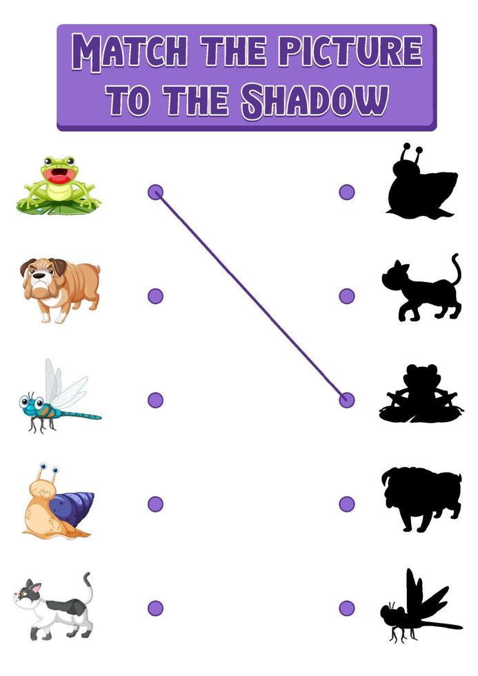 Shadow matching game template vector