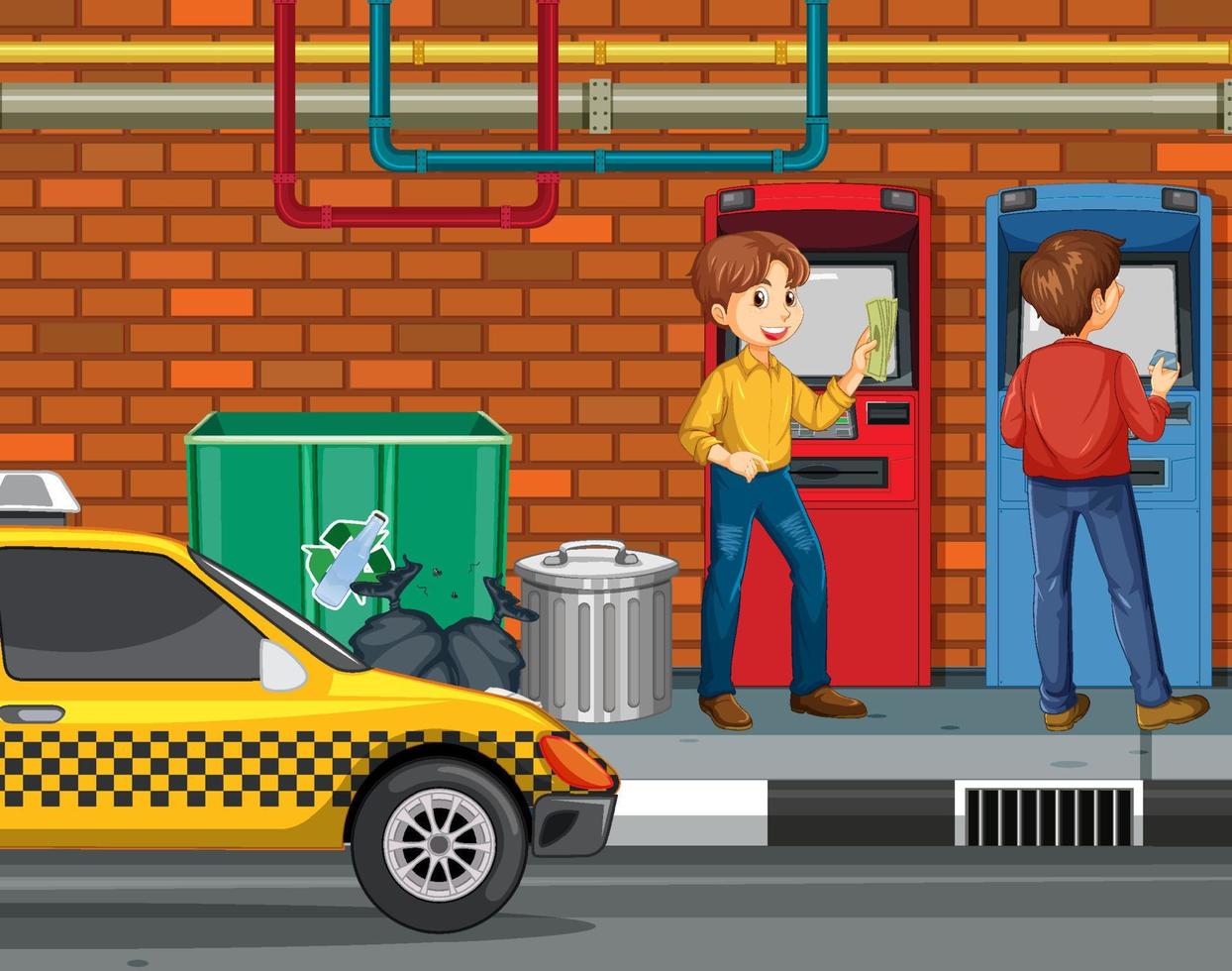 People withdraw money from atm machine vector