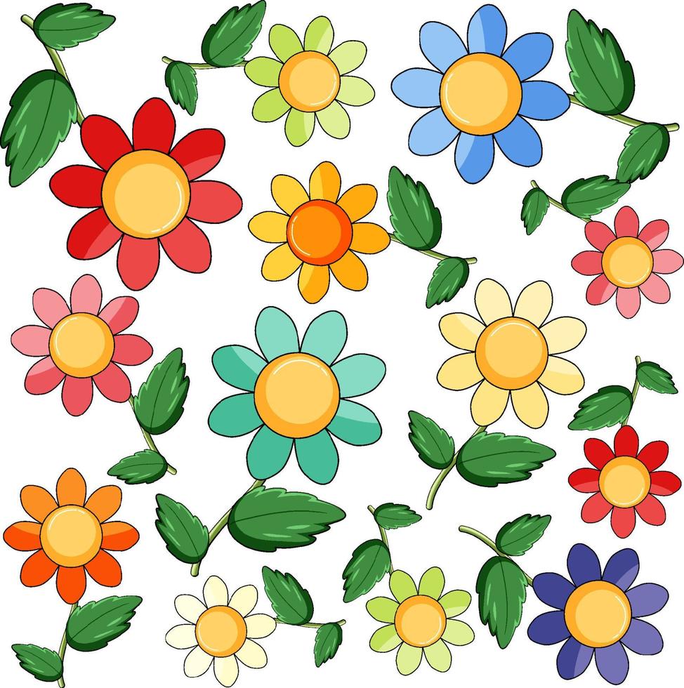 Seamless background design with colorful flowers vector