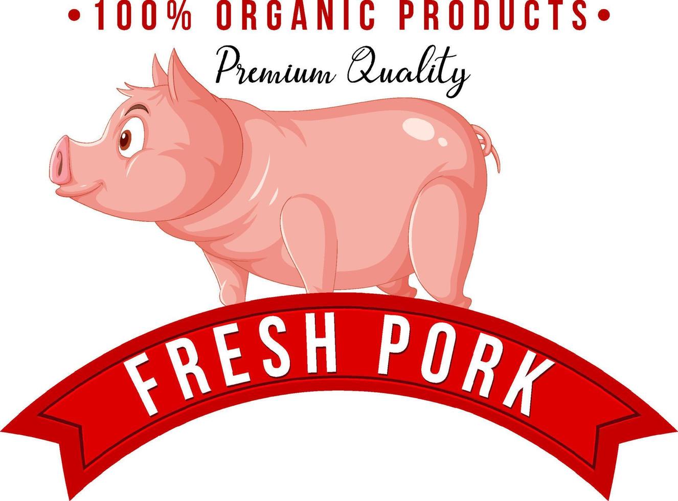 Pig cartoon character logo for pork products vector