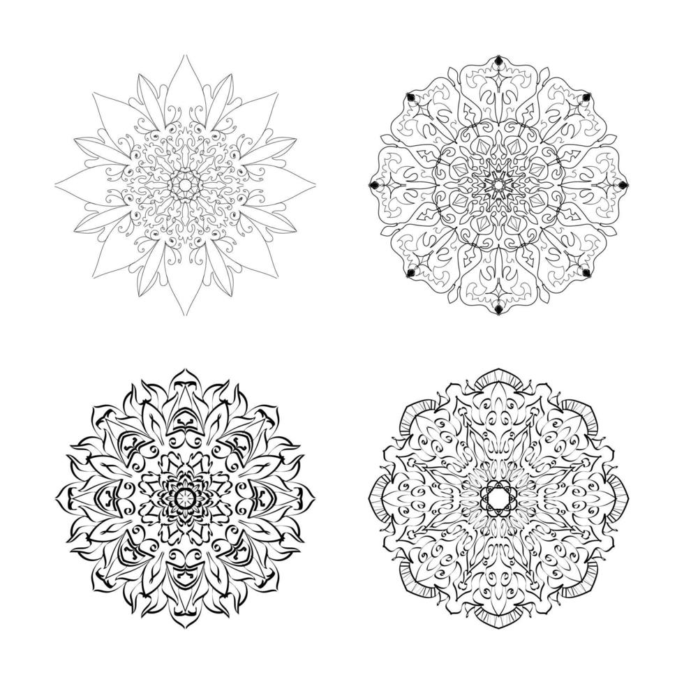 colecciones patrón circular en forma de mandala para henna, mehndi, tatuajes. página del libro para colorear. vector