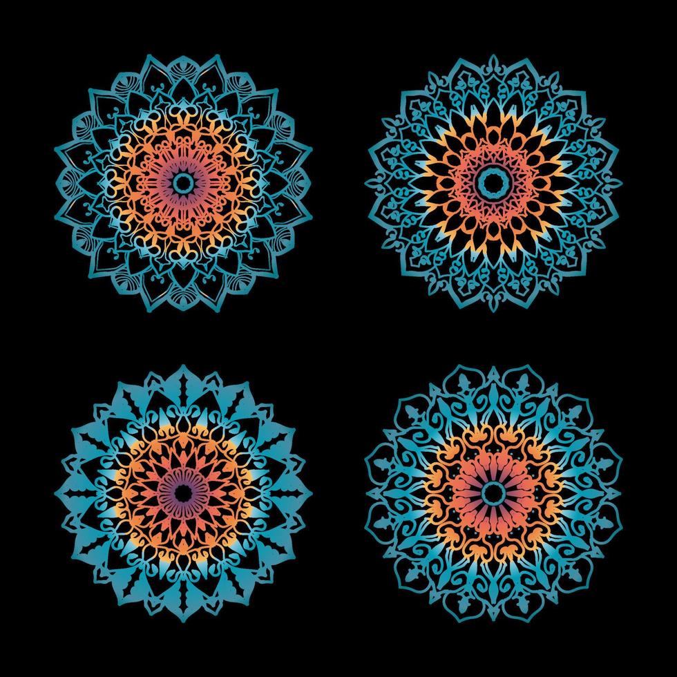 colecciones patrón circular en forma de mandala para henna, mehndi, tatuajes. página del libro para colorear. vector