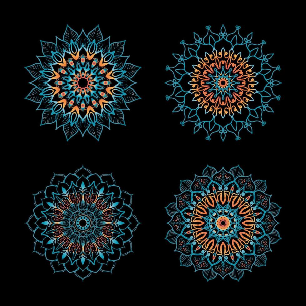 colecciones patrón circular en forma de mandala para henna, mehndi, tatuajes. página del libro para colorear. vector