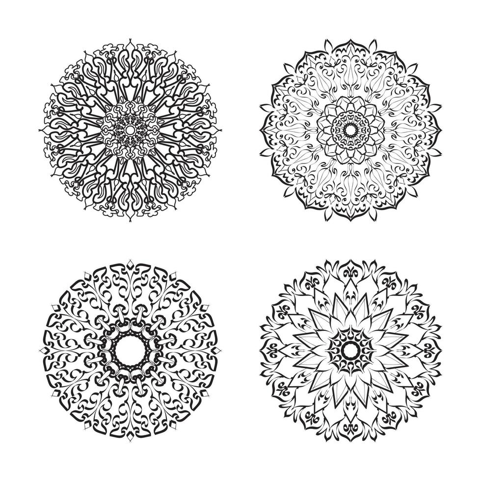 Collections Circular pattern in the form of a mandala for Henna, Mehndi, tattoos. Coloring book page. vector